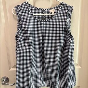 Merona Navy Gingham Ruffle Sleeve Blouse